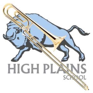 high plains logo with trombone